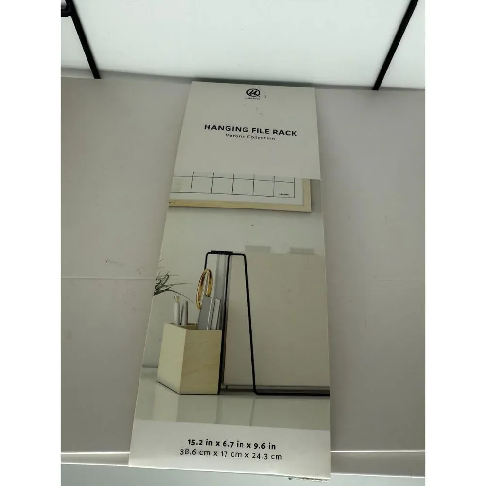 U Brands Verona Hanging File Rack Natural